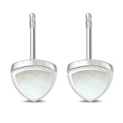 Mother of Pearl Reuleaux Triangle Silver Stud Earrings, e343